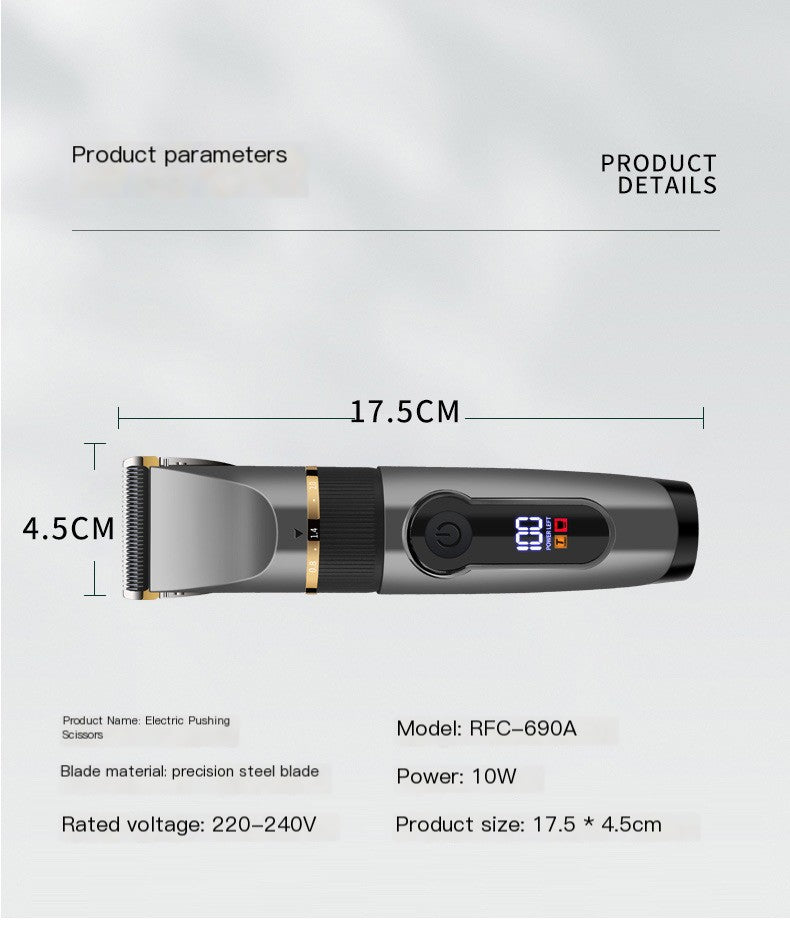 Electric Hair Clipper with Ceramic Blade & LED Display