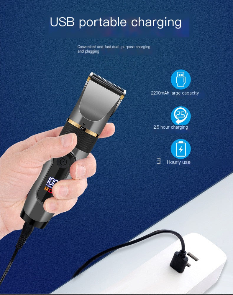 Electric Hair Clipper with Ceramic Blade & LED Display