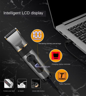 Electric Hair Clipper with Ceramic Blade & LED Display